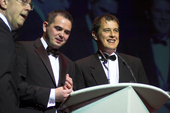 Paul Phillips and John McGuinness at the awards ceremony (Isle of Man Newspapers)